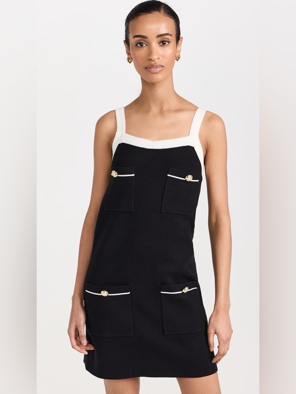 ENGLISH FACTORY • Knit mini dress with pockets black white tank dress Medium